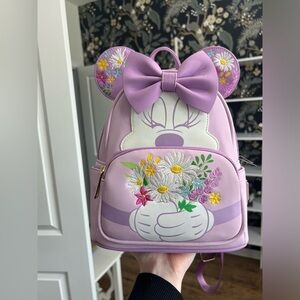Minnie Mouse Lavender Floral Loungefly Mini Backpack